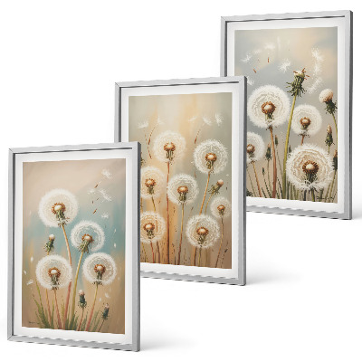 Set di quadri incorniciati Fiori di tarassaco color pastello