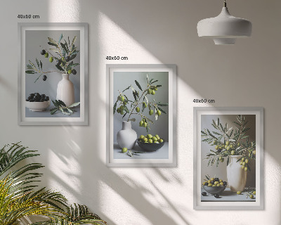 Composizione di quadri Olive in vasi dai colori tenui