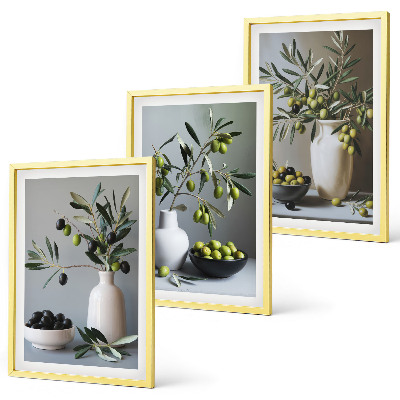 Composizione di quadri Olive in vasi dai colori tenui