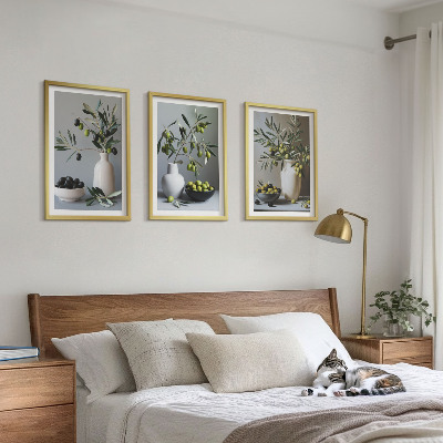 Composizione di quadri Olive in vasi dai colori tenui