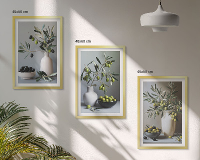 Composizione di quadri Olive in vasi dai colori tenui