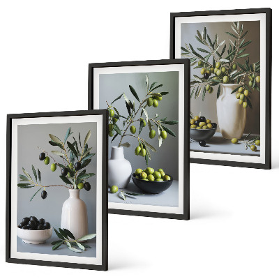 Composizione di quadri Olive in vasi dai colori tenui