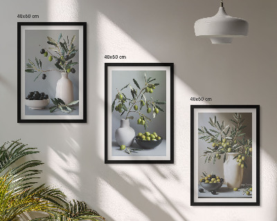 Composizione di quadri Olive in vasi dai colori tenui