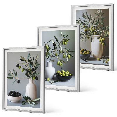 Composizione di quadri Olive in vasi dai colori tenui