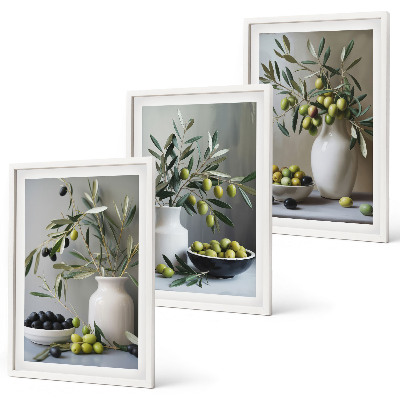 Set di quadri incorniciati Olive in vasi grigi