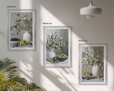 Set di quadri incorniciati Olive in vasi grigi