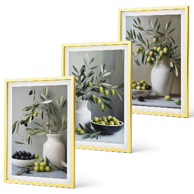 Set di quadri incorniciati Olive in vasi grigi