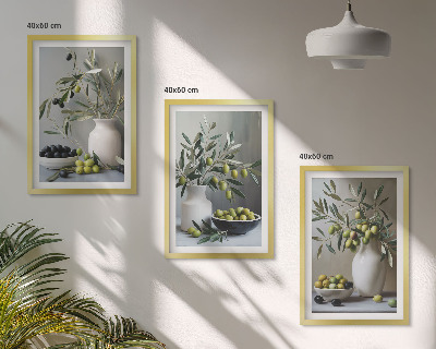 Set di quadri incorniciati Olive in vasi grigi