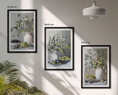 Set di quadri incorniciati Olive in vasi grigi