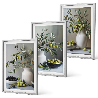 Set di quadri incorniciati Olive in vasi grigi