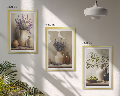 Composizione di quadri Fiori in vasi, olive, decorazioni