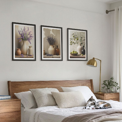 Composizione di quadri Fiori in vasi, olive, decorazioni