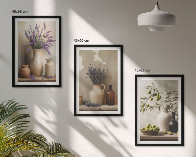 Composizione di quadri Fiori in vasi, olive, decorazioni