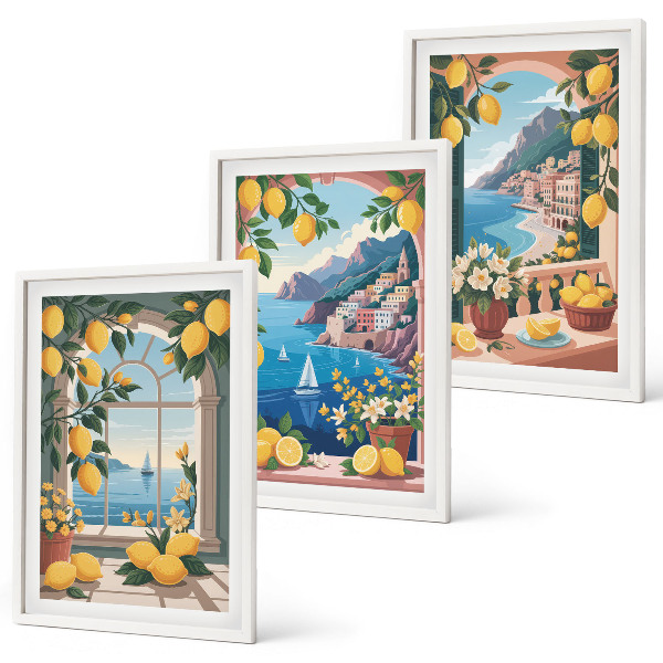 Set di quadri incorniciati Finestra sul mare limoni italiani