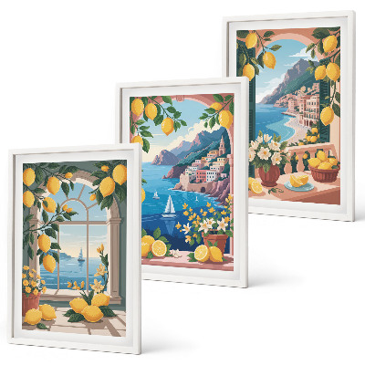 Set di quadri incorniciati Finestra sul mare limoni italiani