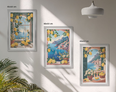 Set di quadri incorniciati Finestra sul mare limoni italiani