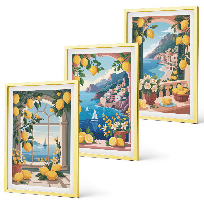 Set di quadri incorniciati Finestra sul mare limoni italiani
