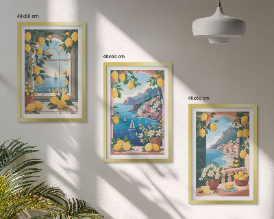Set di quadri incorniciati Finestra sul mare limoni italiani