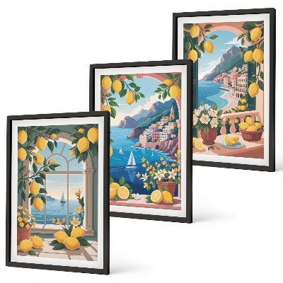 Set di quadri incorniciati Finestra sul mare limoni italiani