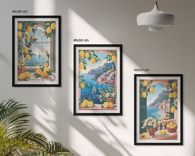 Set di quadri incorniciati Finestra sul mare limoni italiani