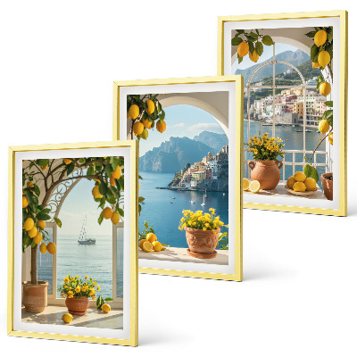 Composizione di quadri limoni di città di mare fiori