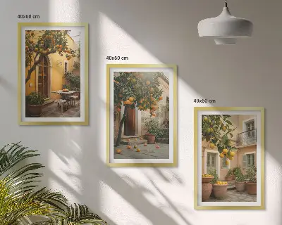 Set di quadri incorniciati motivo sole da giardino agli agrumi