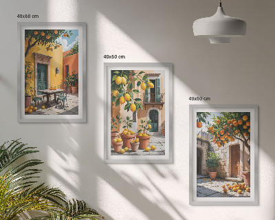 Set di 3 quadri Agrumi in giardino