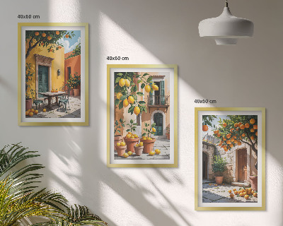 Set di 3 quadri Agrumi in giardino