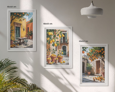Set di 3 quadri Agrumi in giardino