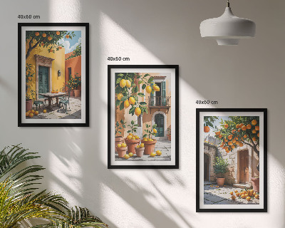 Set di 3 quadri Agrumi in giardino