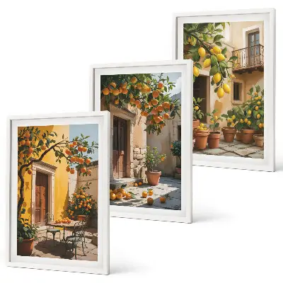 Set di quadri incorniciati con piante da cortile per agrumi