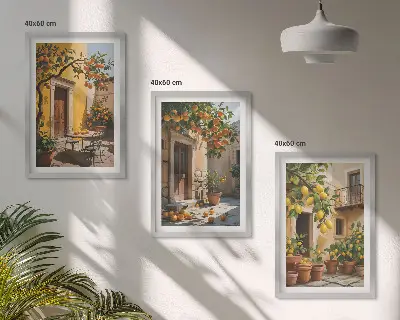 Set di quadri incorniciati con piante da cortile per agrumi