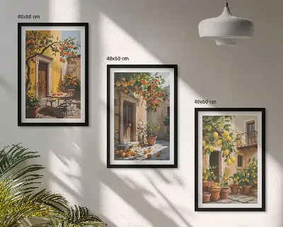 Set di quadri incorniciati con piante da cortile per agrumi