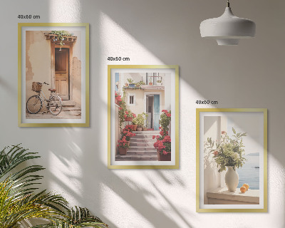 Set di 3 quadri Incantevoli strade sul mare