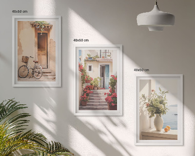 Set di 3 quadri Incantevoli strade sul mare