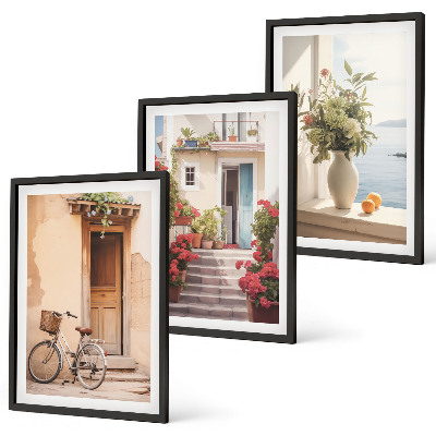 Set di 3 quadri Incantevoli strade sul mare