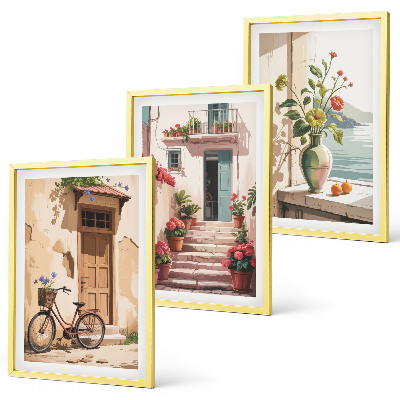 Composizione di quadri Strade, fiori e biciclette