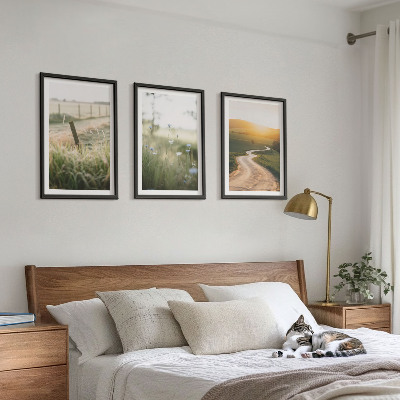 Set di quadri incorniciati Paesaggio prato strada ovest