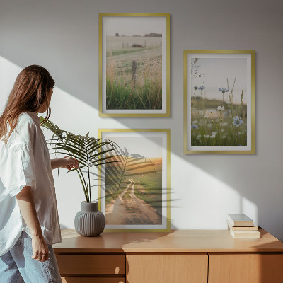 Set di 3 quadri Paesaggi natura campi sentiero