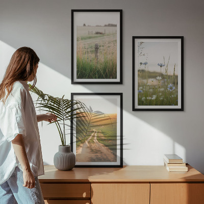 Set di 3 quadri Paesaggi natura campi sentiero