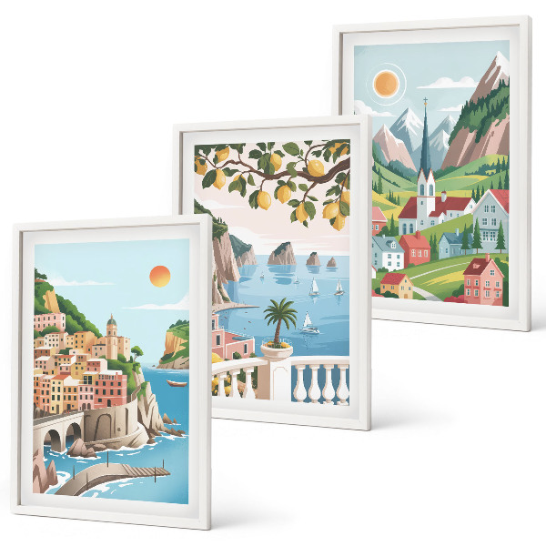 Set di quadri incorniciati Paesaggi, mare, agrumi
