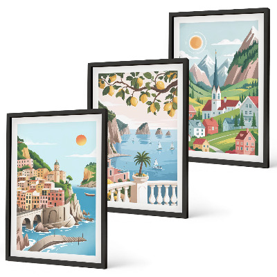Set di quadri incorniciati Paesaggi, mare, agrumi