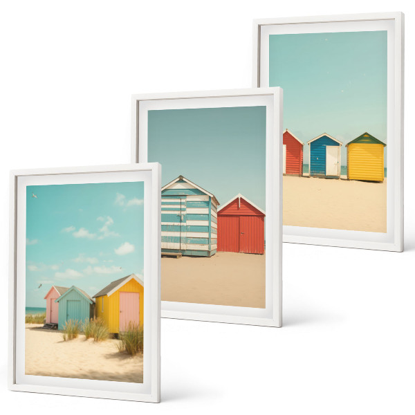 Set di quadri incorniciati Case colorate spiaggia sole