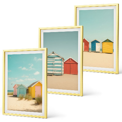 Set di quadri incorniciati Case colorate spiaggia sole