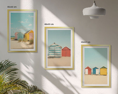 Set di quadri incorniciati Case colorate spiaggia sole