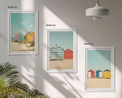 Set di quadri incorniciati Case colorate spiaggia sole