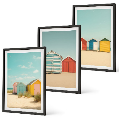 Set di quadri incorniciati Case colorate spiaggia sole