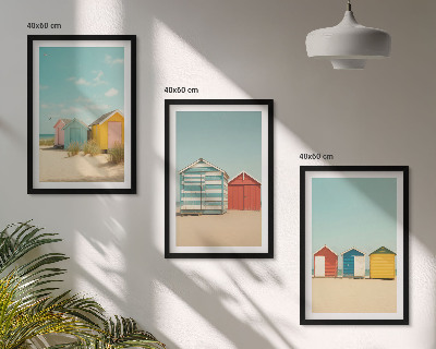 Set di quadri incorniciati Case colorate spiaggia sole