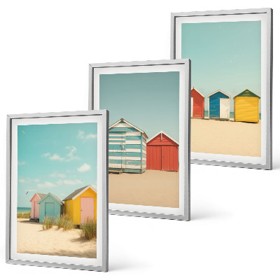 Set di quadri incorniciati Case colorate spiaggia sole