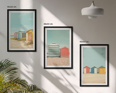 Set di 3 quadri Case colorate spiaggia sole